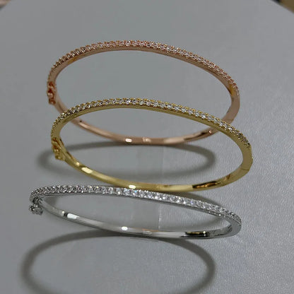 Top Quality Fashion Lovely Bangle Pure Sterling 925 Silver Jewelry For Women Design Bangle Cute Diamond Party Gift Jewelry Size6