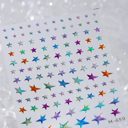 1PC 5D Korean Bronzing Nail Stickers Japanese Gold Silver Star Moon Luxury DIY Nail Art Decoration Decals Manicure Accessories