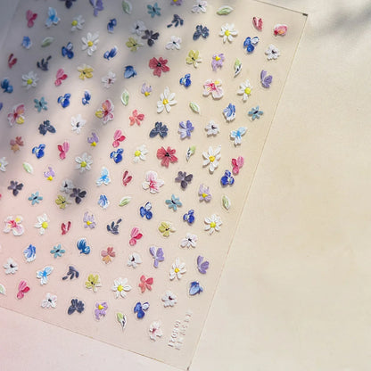 White Flower Petal Cherry Blossom Peach Blossom Falling Petal Floral Gradient 5D Self Adhesive Nail Art Sticker Manicure Decals