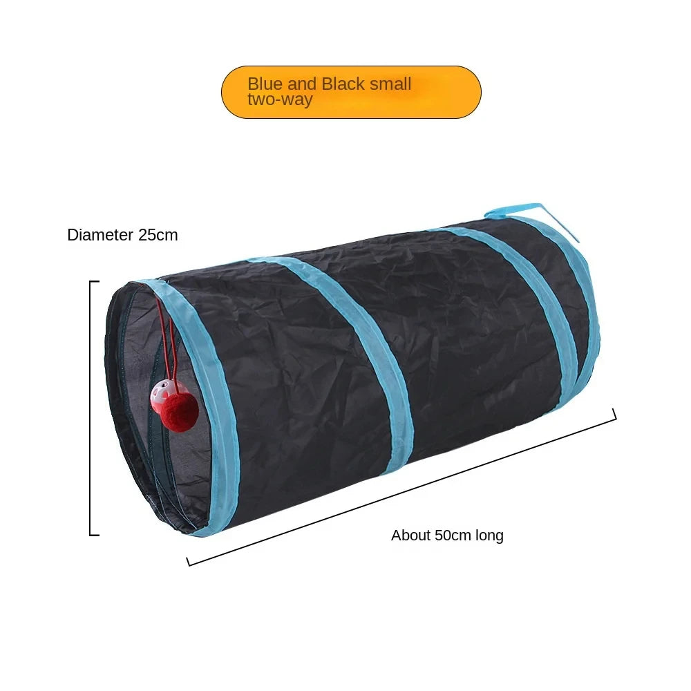 Cat Tunnel Toy 3-Way Foldable Pet Playhouse Crinkle Paper Bell Durable Oxford Cloth Animal Tunnel Kittens/Rabbits/Guinea Pigs