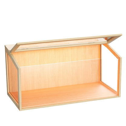 Large Wooden Hamster Cage Clear Tempered Glass Pet Small Animal Habitat Cage Playful Hutch House