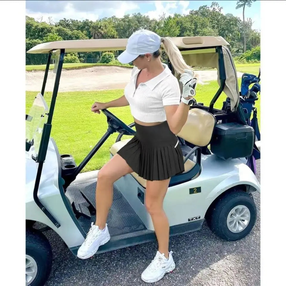Fashion New Summer Sports Shorts Women Pleated Mini Skirt Anti Glare Short Skirt Running Outdoor Fitness Breathable Tennis Skirt