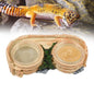 Two-in-One Reptile Food and Water Bowl, resin material, includes 2 easy-clean plastic bowls, suitable for lizards, geckos