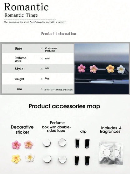 4pcs Car Flower Shape Air Conditioning Outlet Perfume Decoration Clip Air Freshener Diffuser Car Interior Accessories