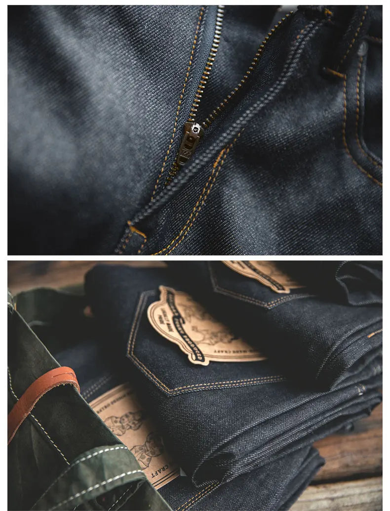 Maden Retro 11.6oz Selvedge Raw Denim Jeans Tapered Regular Fit Cotton Jeans with Zipper Fly High Quality Versatile Men's Pants
