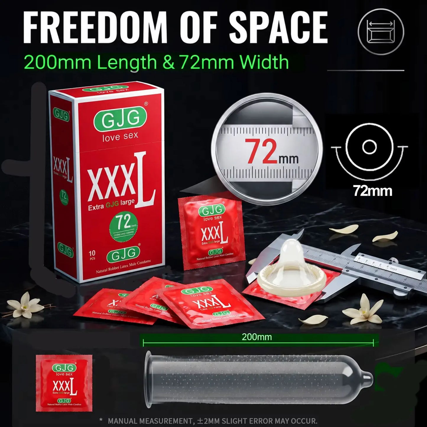 Width-72mm(Length-200mm) Large Size Condoms  Men Latex Condom Safe Contraception Protection Adult Sex Products Intimate Care