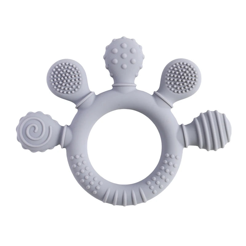 BPA-Free Baby Silicone Teether Sensory Toy Food-Grade Chewable Toy Teething Ring Easy-Grip Infant Teething Toy Newborn Gift
