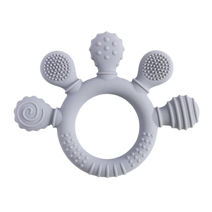 BPA-Free Baby Silicone Teether Sensory Toy Food-Grade Chewable Toy Teething Ring Easy-Grip Infant Teething Toy Newborn Gift