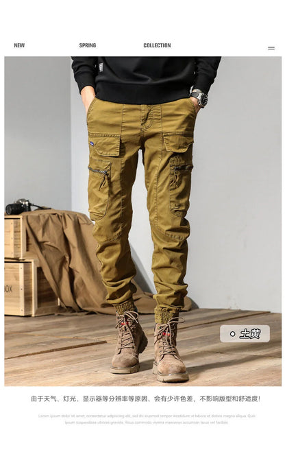 CAAYU Joggers Cargo Pants Men Casual Y2k Multi-Pocket Male Trousers Sweatpants Streetwear Techwear Tactical Track Gray Pants Men