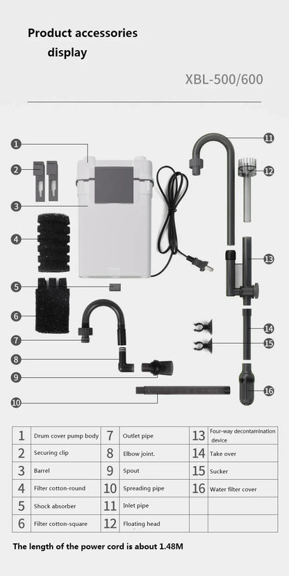 SUNSUN XBL Series Aquarium Filter Wall Mounted Filter Barrel External Fish Tank Small Silent Hang on Aquarium Tank