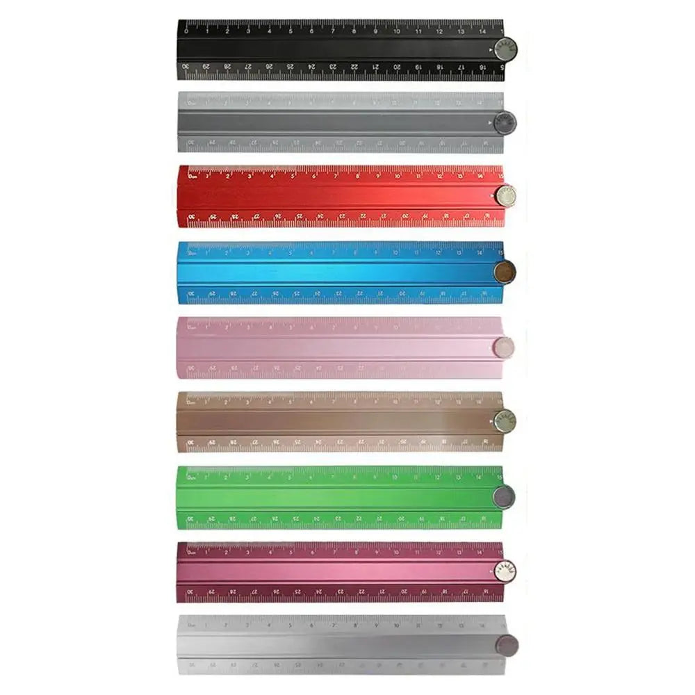 30cm Folding Ruler Drawing Measuirng Tool Aluminum Alloy Straight Ruler Multifunctional Metal Ruler School Office Supplies