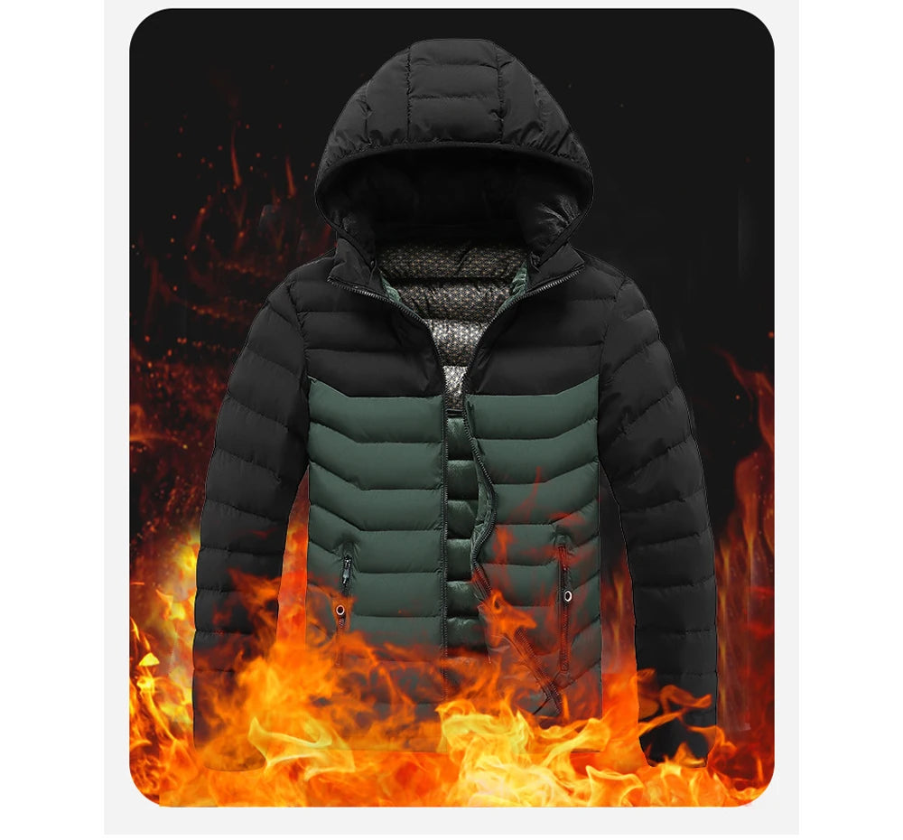 Winter Men's Bomber Padded Jacket Casual Men Cotton Thicken Warm Hooded Parkas Coats Male Thermal Windbreaker Jackets Clothing