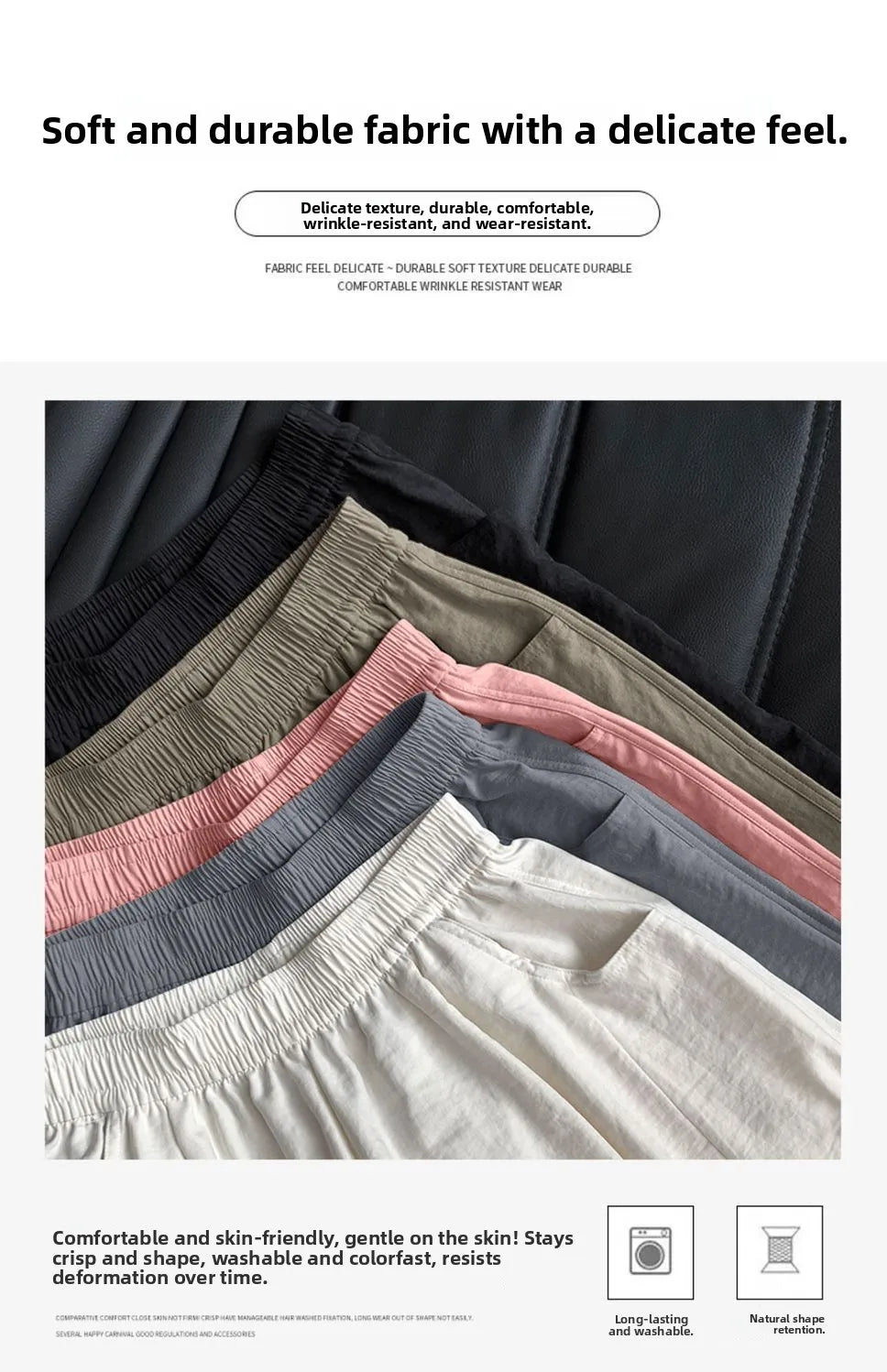 andma Sle Wide Leg Pants Nine Points Harlan Loose Fit Women's Summer Casual Trousers Two Pieces Set High Waist Elastic Wa...