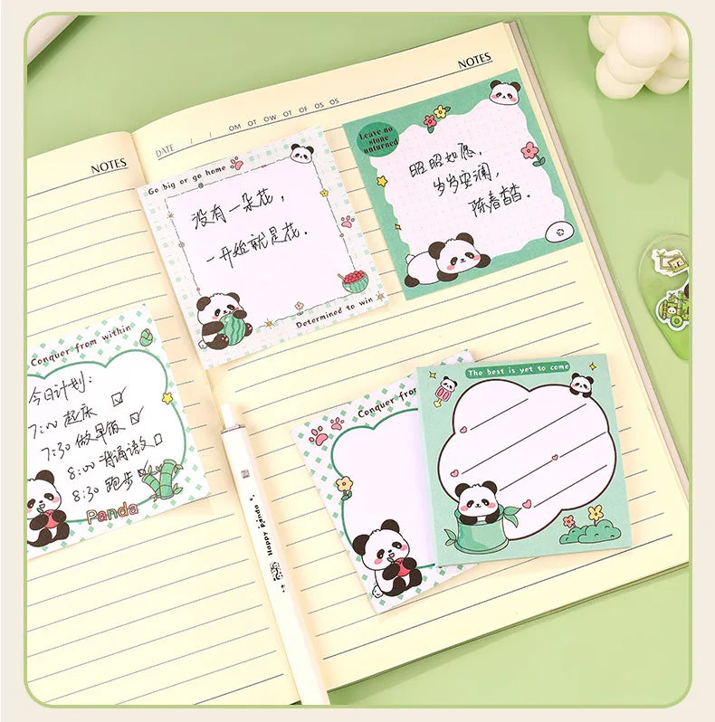 200sheets Panda Memo Pads Cute Animal Note Pads No Adhesive for Students Aesthetic Office School Supplies Bulk Notebook Labels