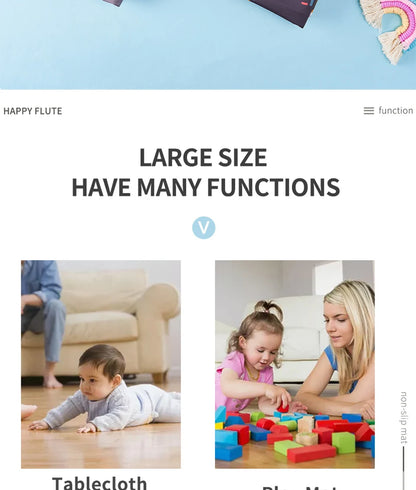 Happy Flute Baby Play Mat, Baby Crawling Mat Portable Waterproof , Anti-Slip Folding Mat Playmat For Baby Indoor Or Outdoor Use