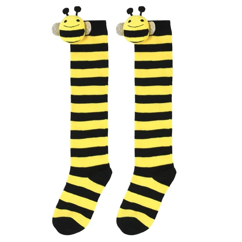 Halloween Knee High Socks Cosplay Striped Stockings for Halloween Girls Bee Costume 7-12Years