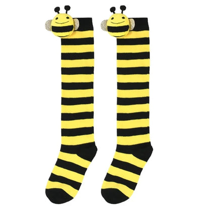 Halloween Knee High Socks Cosplay Striped Stockings for Halloween Girls Bee Costume 7-12Years
