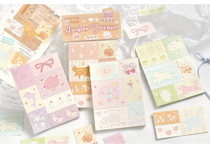 50sheets Dreamy Town Series Kawaii Ins Cute Handbooks Decoration Message Notes DIY Handmade Scrapbook Aesthetic Supplies