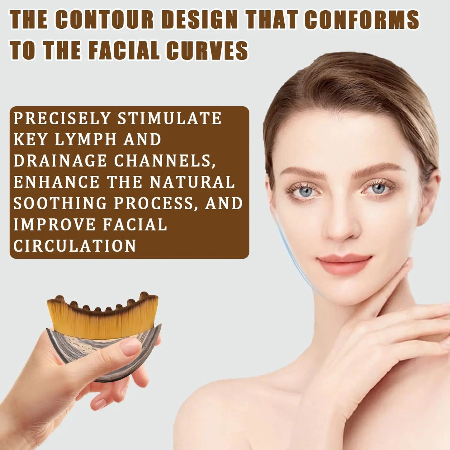 Lymphatic Contour Face Brush Lymphatic Drainage Reduce Puffiness Relief Fatigue Facial Massager Face Chin Skin Sculpting Tool