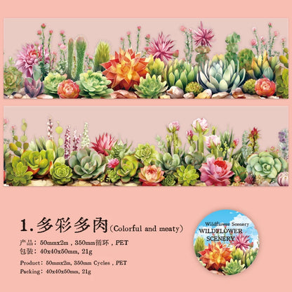 50mm*2m Plant flower landscape PET Tapes Creativity Scrapbooking Hand Account Adhesive hand made Diy Junk Journal Craft Supplies