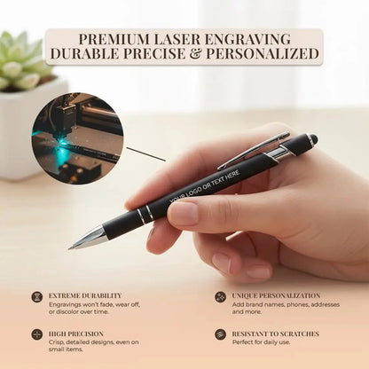 Custom 2-in-1 Engraved Pens 5 Pcs Bulk, Personalized Name Pens for Business & Corporate Gifts
