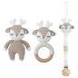 Baby Pacifier Clip Crochet Koalas Handbell Rattle Doll Teether Pacifier Chain Clips Set Dummy Chain Cartoon Teething Toy