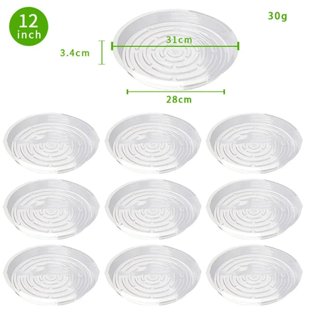 10/24pcs 6/8/10/12 Inch Clear Plastic Plant Saucers Flower Pot Drip Trays Gardening Maintenance Supplies