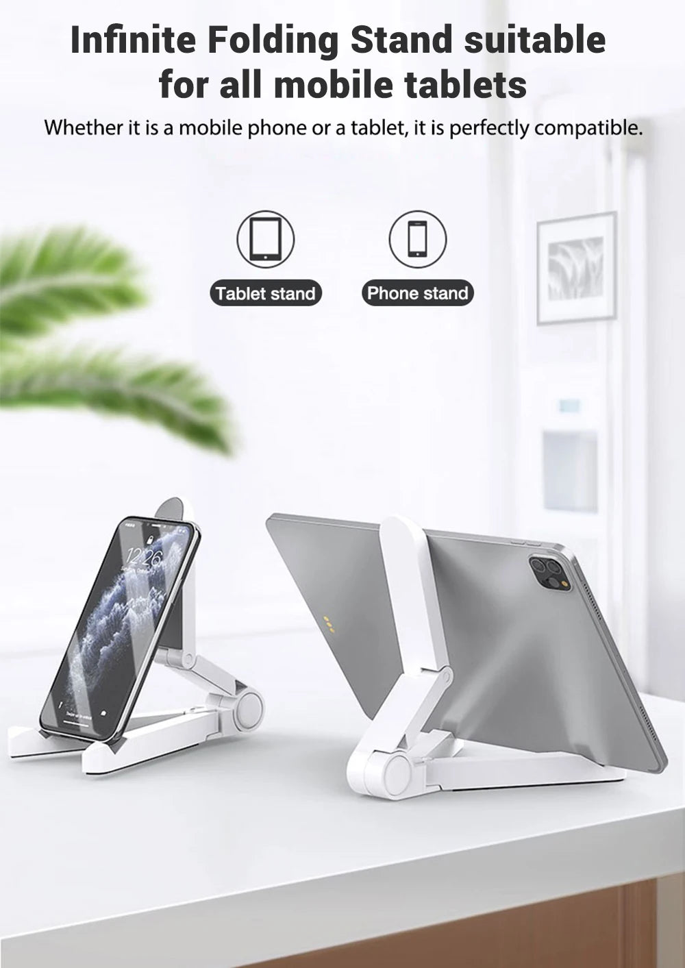 Universal Tablet Holder Portable Foldable Tablet Stand Desktop Mobile Phone Holder For iPhone Xiaomi Huawei Tablet Accessories