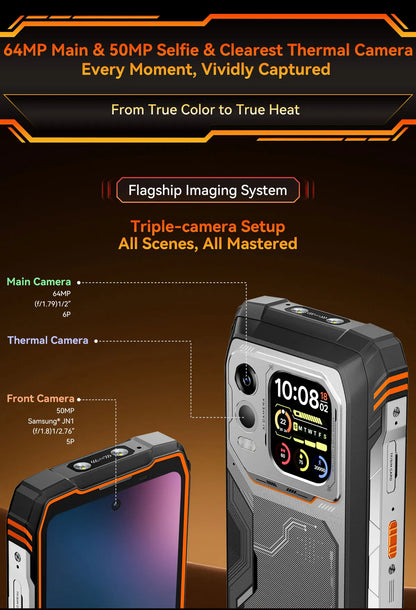 Blackview XPLORE 1 Pro 5G Thermal Imaging Rugged Phone with 6.78" 120Hz Main & 2.01" Secondary Display 20000mAh & 170LM Flashlight
