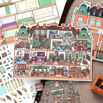 Kawaii College of Fine Arts 3D Candy Apartment Landscape Sticker  DIY Pocket Cabin Scene festival gift