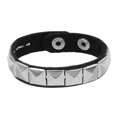 Punk Hip-hop Single Row Square Rivet Bangles Fashion Rock Opening Adjustable Couple Wristband for Women Men Jewelry Accessories