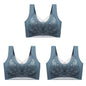 3Pcs Women Lace Bra Perspective Push Up Ice Silk Deep V Bralette Bra Sexy Lingerie Tops Plus Size Cup Mom's underwear L-5XL