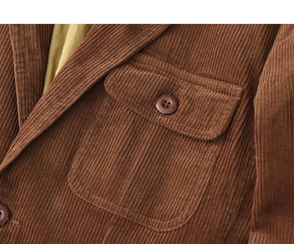 Heavyweight corduroy casual blazer for men American retro Ame Kaji loose jacket