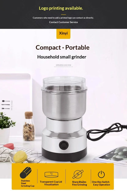 Electric Coffee Grinder, Multifunctional Kitchen Grain Grinder with 4 Sharp Blades, Fast Grinding for Coffee Beans, Nuts, Spices