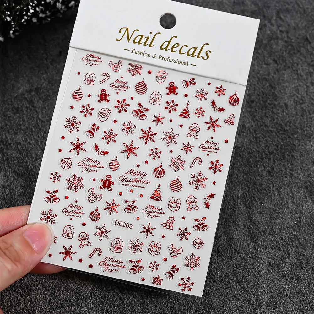 Winter Christmas Atmosphere Nail Stickers Snowman Snowflake Wapiti Self-adhesive High Quality Cute Nail Stickers Nail Art Deco