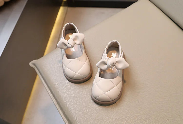 Children Leather Shoes for Girls Soft Spring Autumn New Baby Shallow Bow Solid Color Japanese Style Kids Versatile Casual Shoes