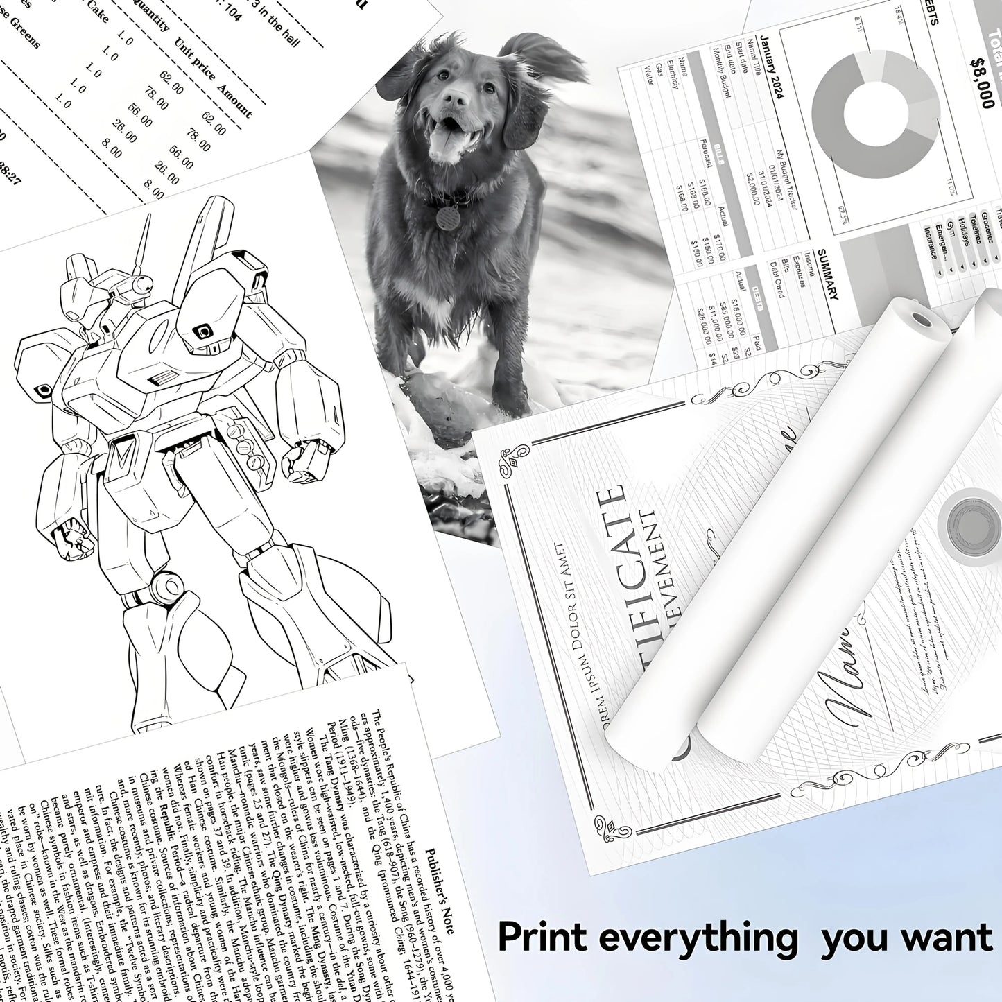 10/20 Rolls A4 Quick-Dry Thermal Paper - Thicker & Brighter Paper for Portable Printers, Glossy Finish for Crystal-Clear Font