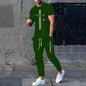 2024 Summer New Fashionable Men's Football Sportswear T-shirt Pants Set Casual Short Sleeve Set Jogging Fitness Clothing