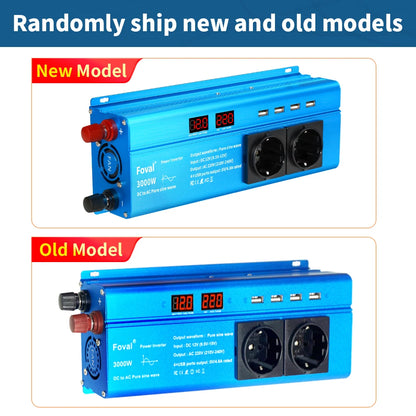 Pure Sine Wave Inverter DC 12V to AC 220V 230V 1500W/2200W/2600W/3000W Voltage Transfer Converter EU Socket Auto Accessories