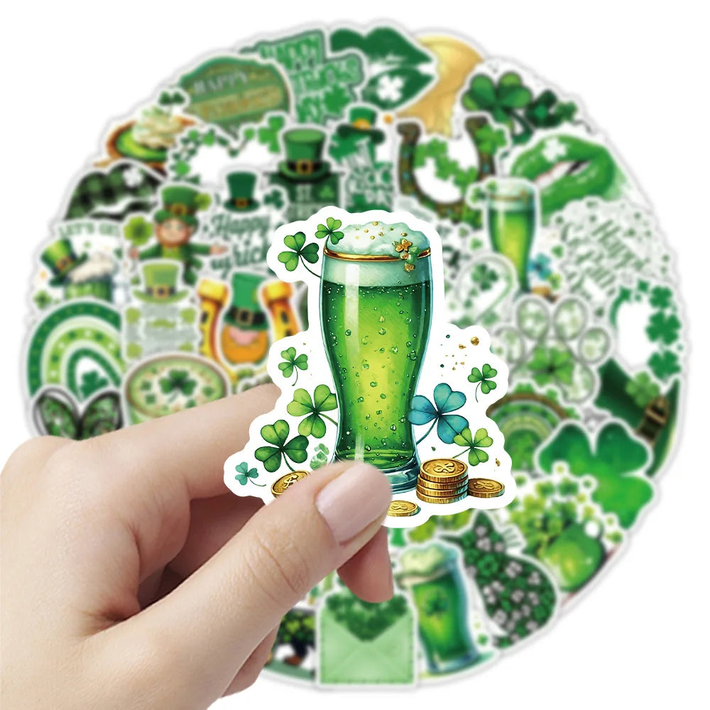 50/100PCS St. Patrick's Day Graffiti Stickers Decorative Water Cups Car Stationery Reward Stickers