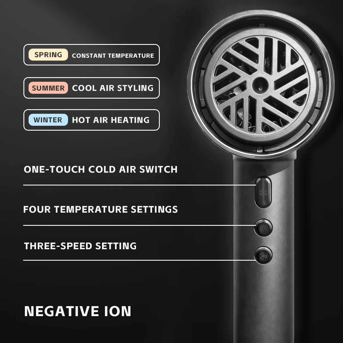 VGR Hair Dryer Professional Powerful Hair Dryer Low Noise Blow Dryer Leafless Electric Hair Blower Barber Salon Tools V-640HD