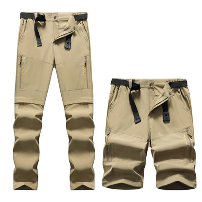 Men's 2 in 1 Convertible Hiking Pant Quick Dry Elastic Outdoor Running Cargo Trouser Summer Waterproof Fishing Camping Plus Size