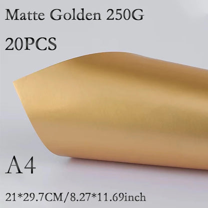 A4 20PCS 250G Single-Sided Gold Silver Card Paper Extra Bright Silver Sub Golden Handmade DIY Laser Printing Cardboard Label