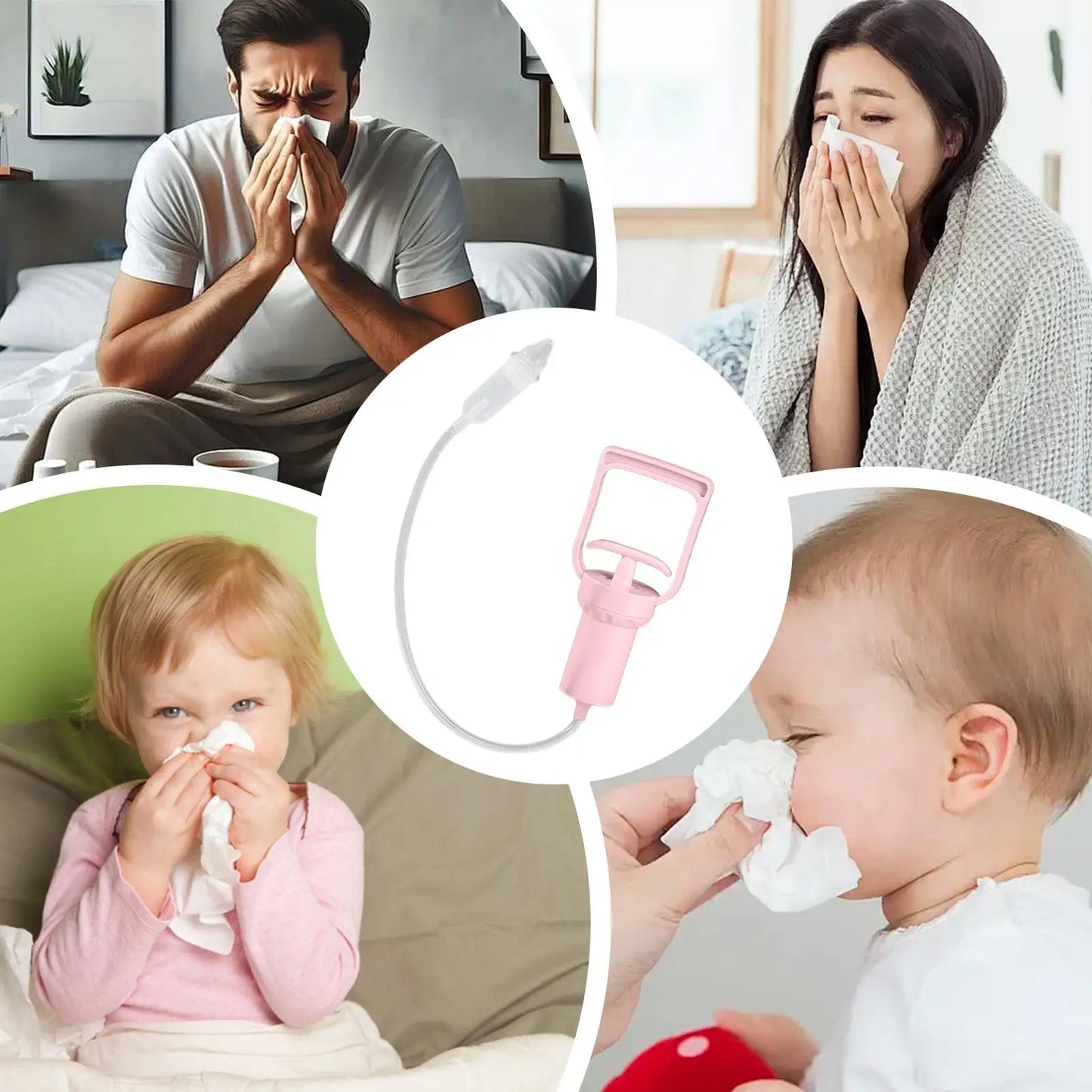 Baby Nasal Aspirator Powerful Hand Pump Safe Comfortable Nose Cleaner For Newborns Toddlers Kids Portable Relief Mucus Remover