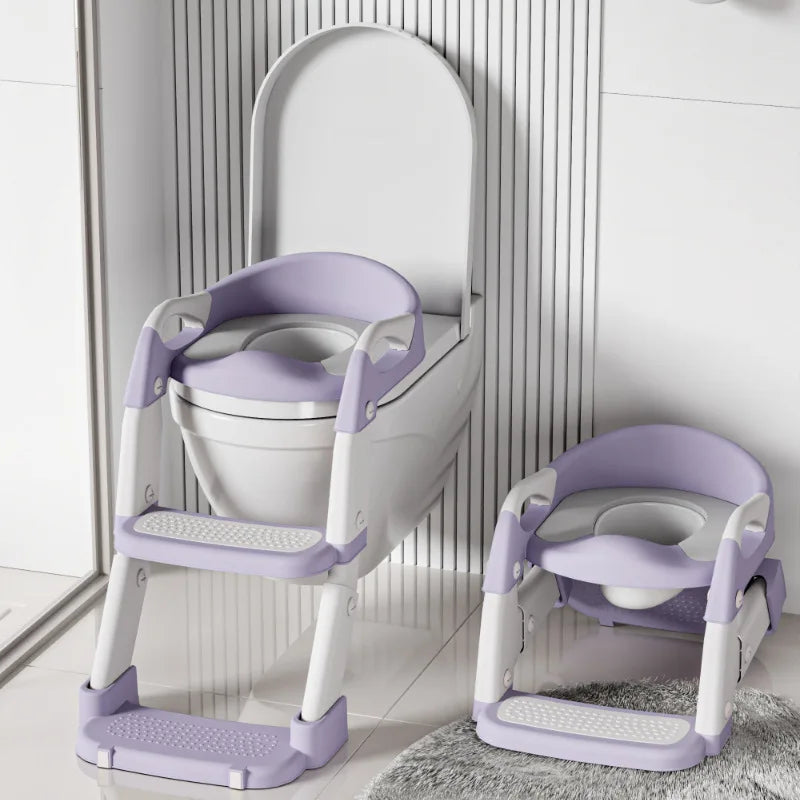 Kids Toilet Step Stool Potty Training Seat with Ladder Boys Girls Baby Toilet Seat Adjustable Step-on Stool for Adult Toilet