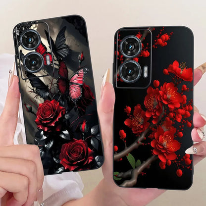 Case For Motorola Edge 50 Fusion Cover XT2429-1 Popular Flower Soft Black Silicone Phone Cases For Motorola G96 5G MotoG96 Funda
