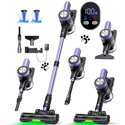 Cordless Vacuum Cleaner, 55Kpa/55min Self-Standing Powerful Stick Lightweight Vacuum Cleaner for Home Pet Hair/Hard Floor/Carpet