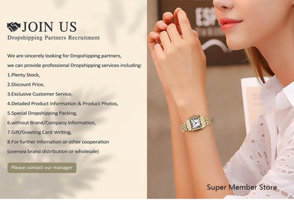 Luxury Noble Gold Ladies Quartz Watch Fashion Women's Skeleton Bracelet full Dress Clock Watches
