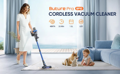 BUTURE 500W 48KPA Handheld Wireless Cordless Cleaner Vacuum Up to 55 Mins Runtime Anti-Winding Brush and 1.5L Large Dust Cup