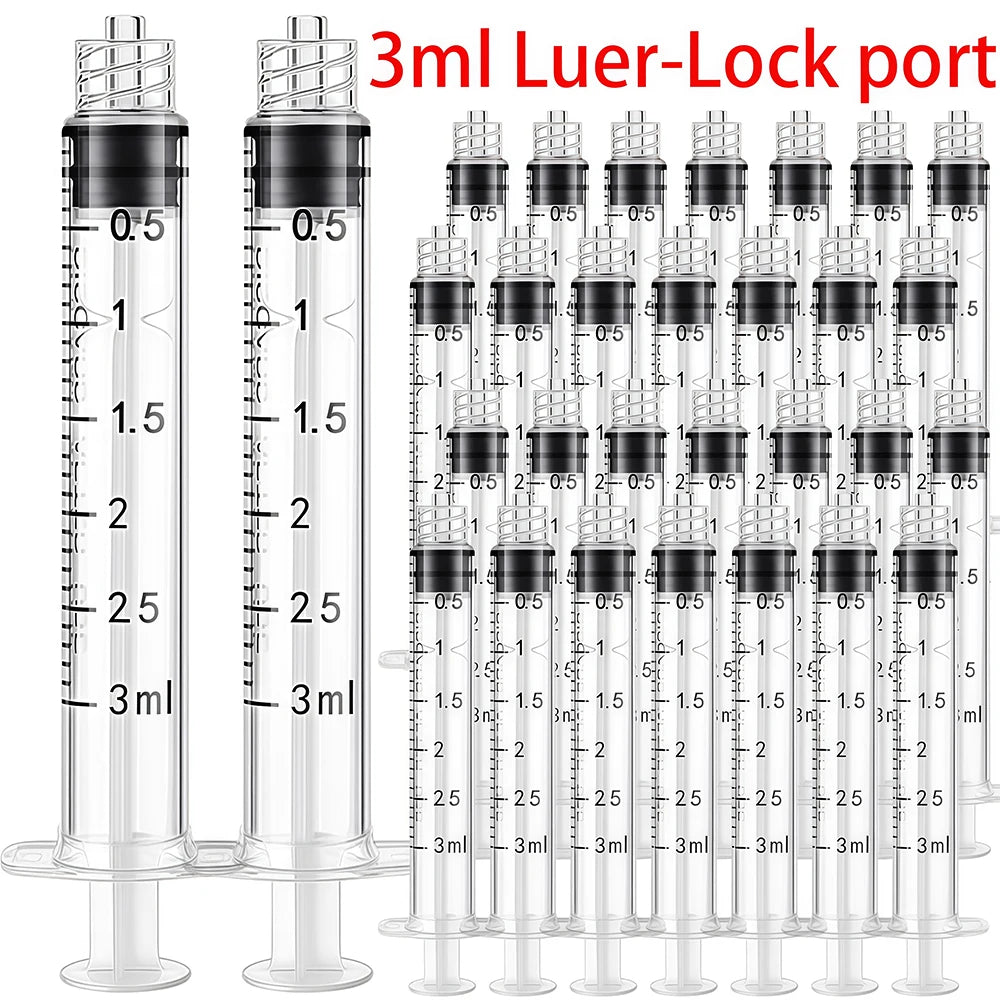 100 Pieces of 3ml Luer Lock Syringes, Disposable Samplers, Glue Dispensers, Laboratory-Specific Industrial Veterinary DIY Tools